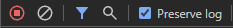 Preserve Log Checkbox